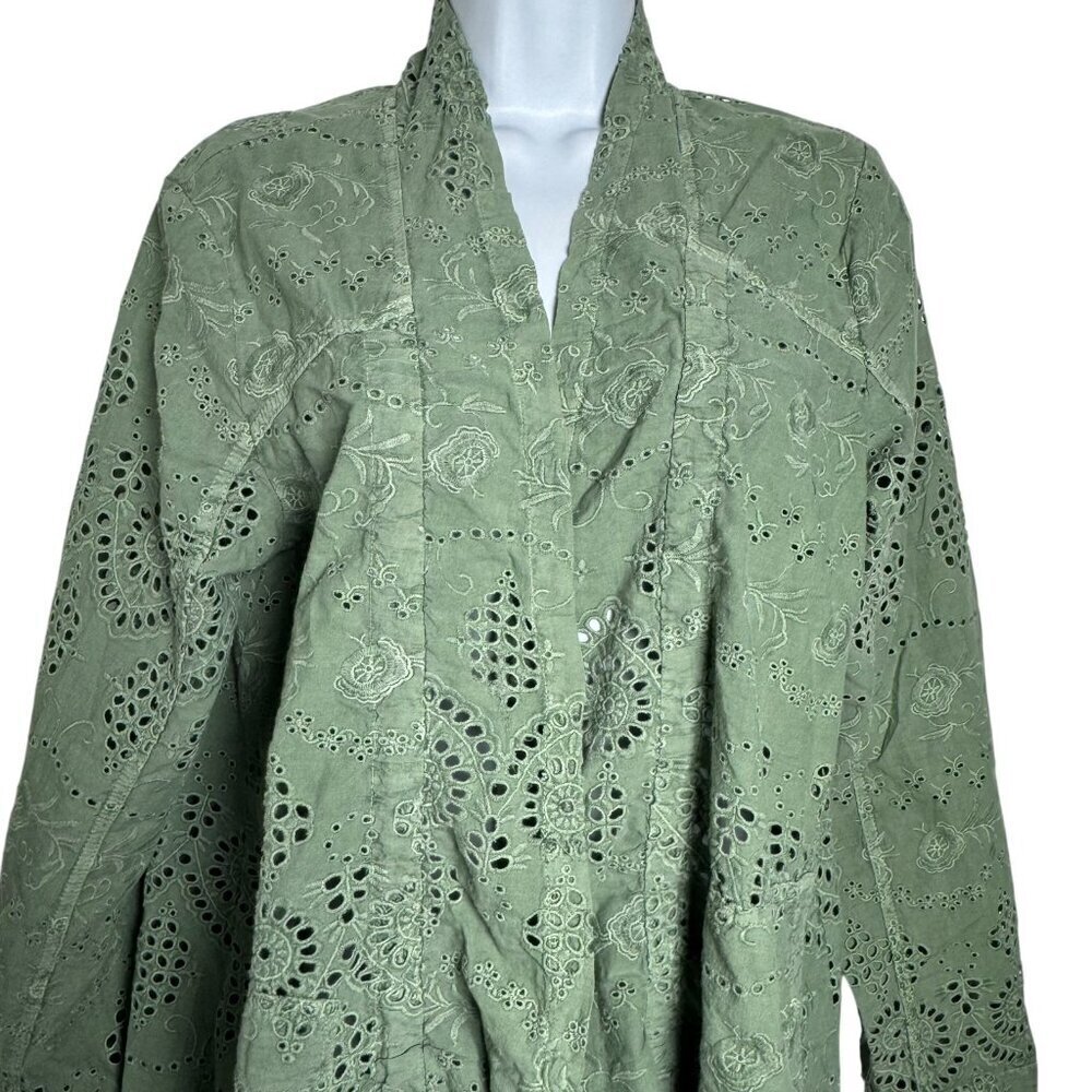 Sundance Moonlight Eyelet Jacket in Sage Green womens size Medium - Picture 5 of 9